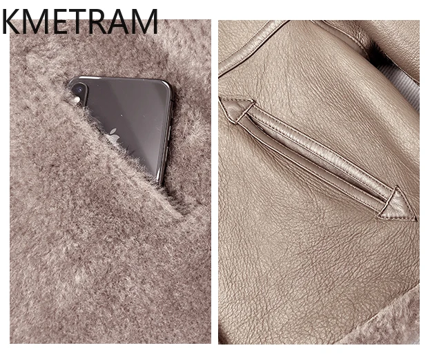 Damska dwustronna kurtka z naturalnej wełny owczej Lagon, płaszcz z prawdziwego futra, zimowe kurtki skórzane, odzież damska 2025