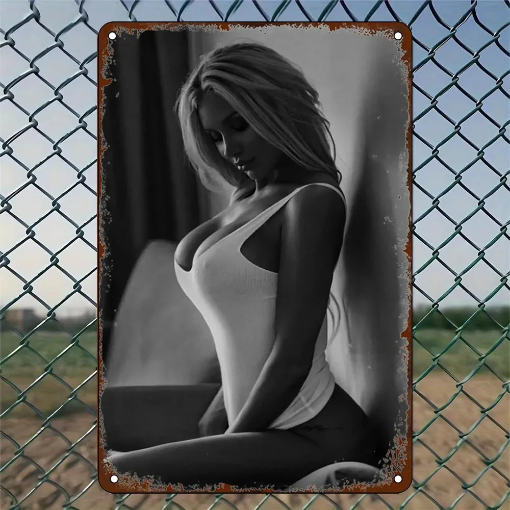 Vintage Sexy Pin Up Girl Metall Blechschild – Retro Wandkunst Poster für Männerhöhle Dekor Sexy Lady Home Dekorationen
