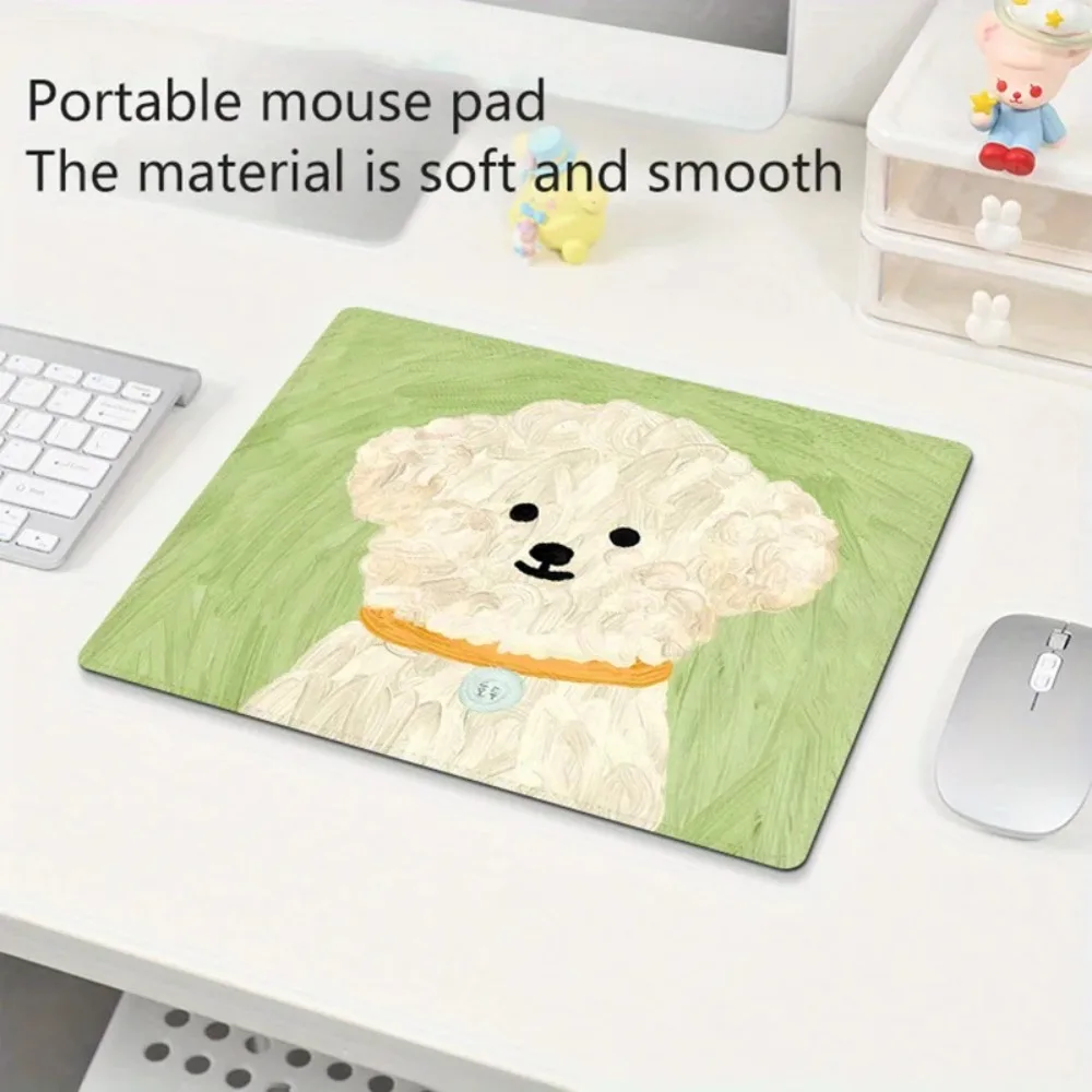 Adorable Puppy-Themed Mouse Pad with Anti-Slip Natural Rubber And Lockedge Design, Perfect for Office Or Home Use