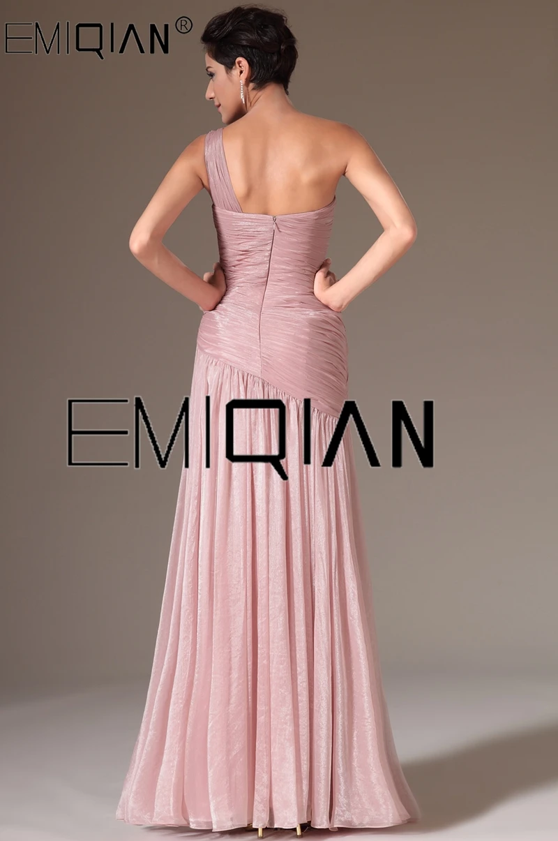 One Shoulder Dusty Pink Chiffon Evening Dress Mermaid Long Formal Party Dress