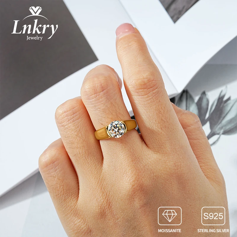 

Lnkry 14k Gold Plated 925 Sterling Sliver 2CT Moissanite Ring For Women Lovers' Engagement Wedding Rings Jewelry Gift