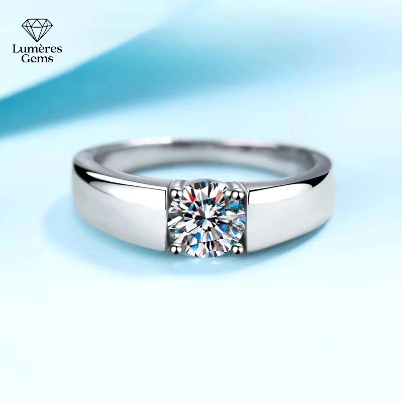 

Новые женские и мужские кольца из платины PT950, сертифицированные GRA, цвет D, 0,5/1/1,5 карата, кольцо для пары с муассанитом, кольца для влюбленных, свадебные кольца с бриллиантами