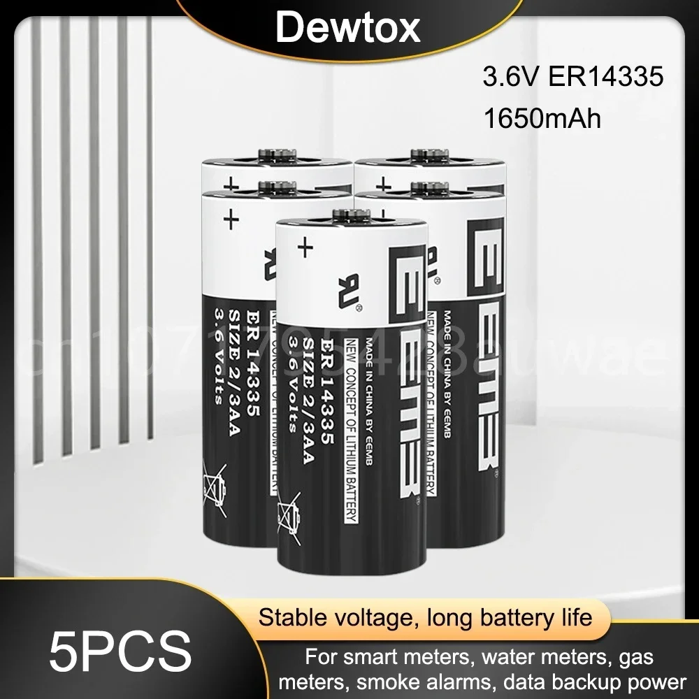 5PCS 3.6V 2/3AA Lithium Battery ER14335 14335 1650mah Primary Battery Replace for TADIRAN TL-4955