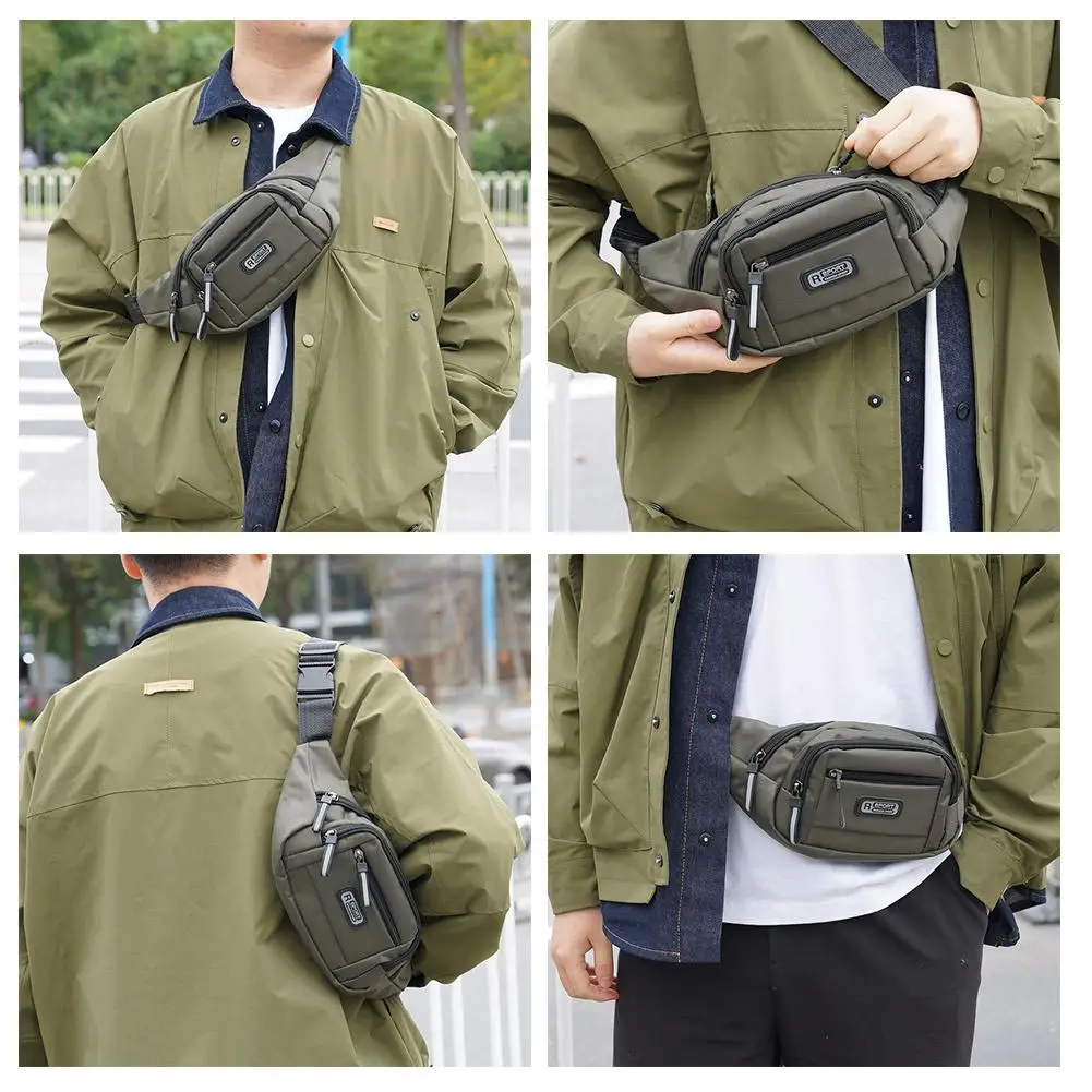 حقيبة خصر ذات سعة كبيرة، حقيبة رياضية من النايلون، متعددة الجيوب ومضادة للسرقة، حقيبة صدر عصرية مقاومة للماء للسفر في الهواء الطلق