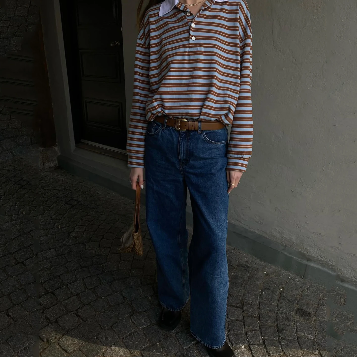 T-shirt Long à rayures décontracté pour femme, haut à col irt, à la mode, automne 2025 Z