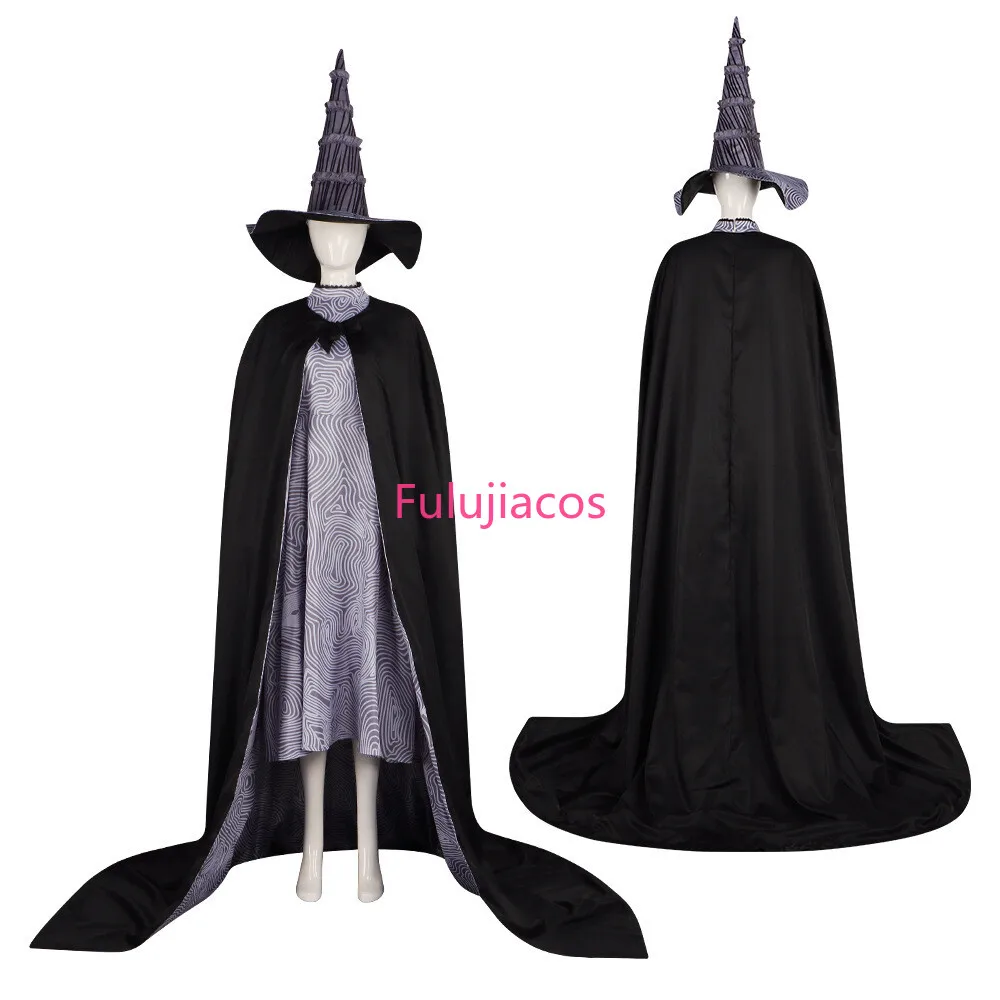 

Fulujiacos Witches Cosplay Costume Elphaba Black Cloak Hat Women's Dress