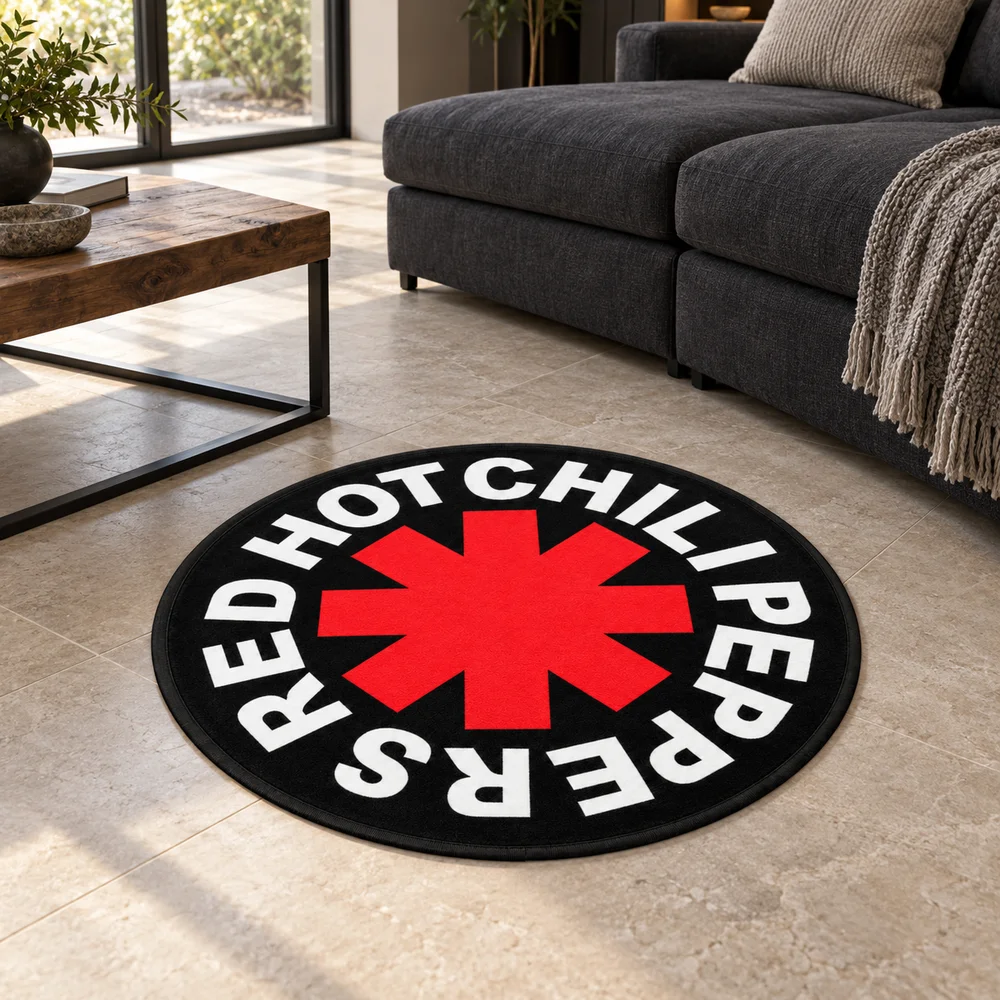Red Hot C-Chili P-Peppers Logo Round Area Rug Soft Flannel Floor Mat for Bedroom Living Room Entryway Decor Indoor Carpet