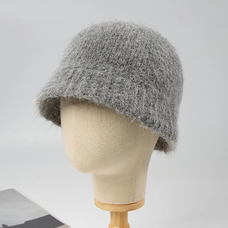 

Bucket Hat Women Wool Knit Autumn Winter Brim Warm Accessory For Young Lady Outdoors