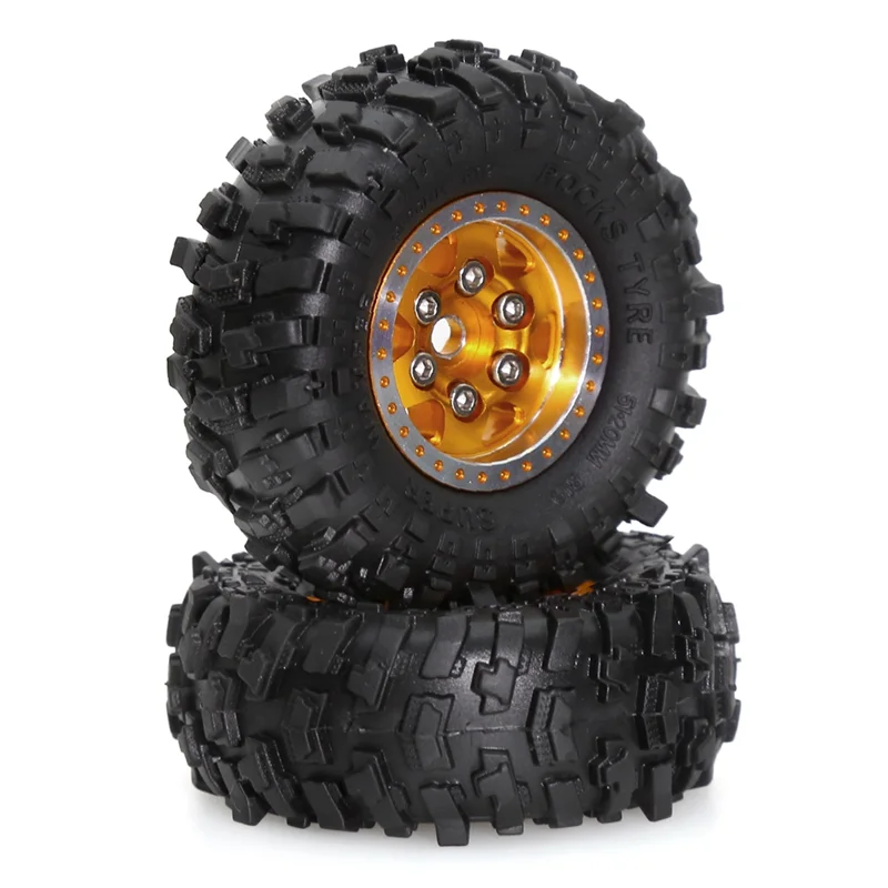 4Pcs 51Mm Metal Beadlock Wheel Rim Rubber Tire Set For FCX24M Camel Cup 1/24 RC Crawler Car Upgrade Parts Accessories