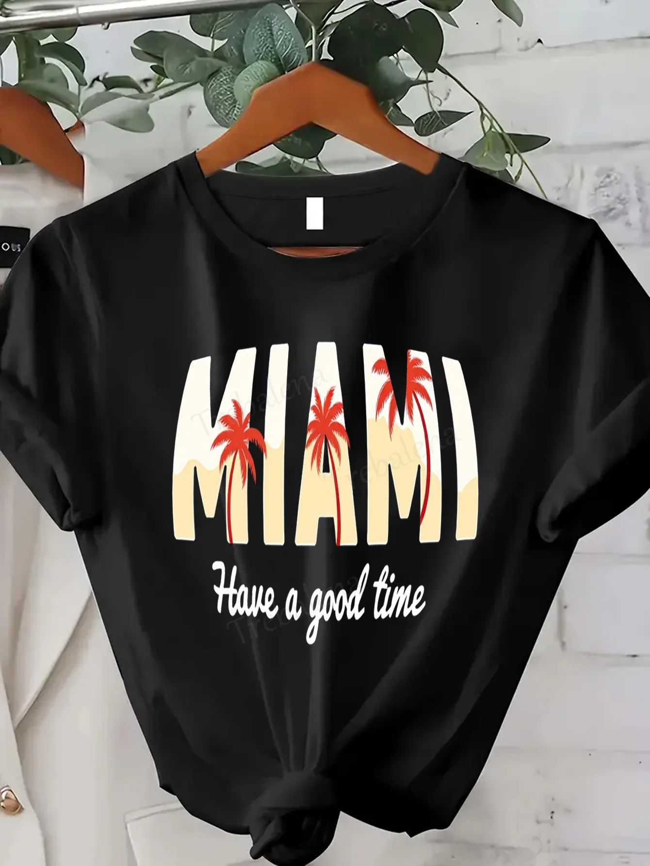 

Женская футболка Майами Palm Tree Женская футболка, повседневный стиль отпуска, Have a Good Time