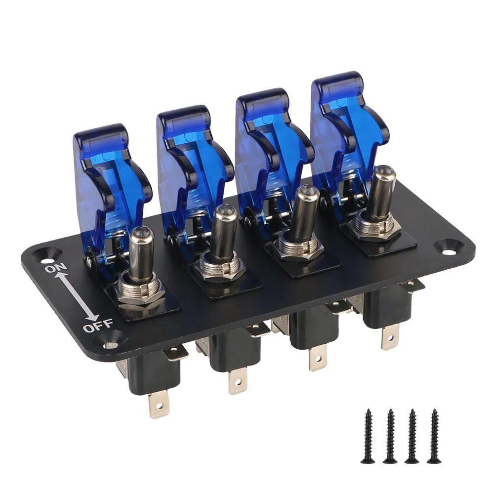Auto-Zündschalter-Panel mit Startknopf und LED-Anzeige für Rennwagen 12V 20A 4-Wippschalter-Panel – Detail 10