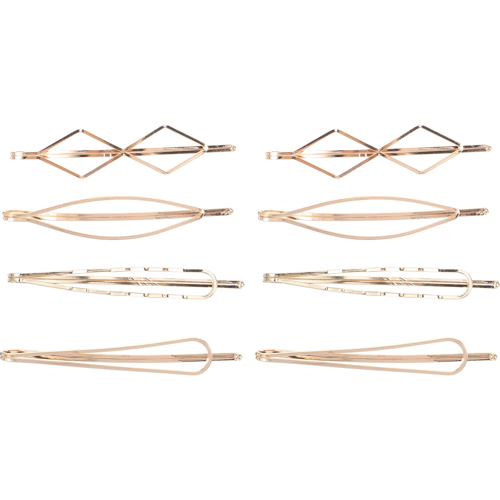 8 個ゴールデンヘアクリップスタイリッシュな幾何学的なヘアピン女性絶妙な頭飾りバレッタ非ダメージヘアアクセサリーエレガンス