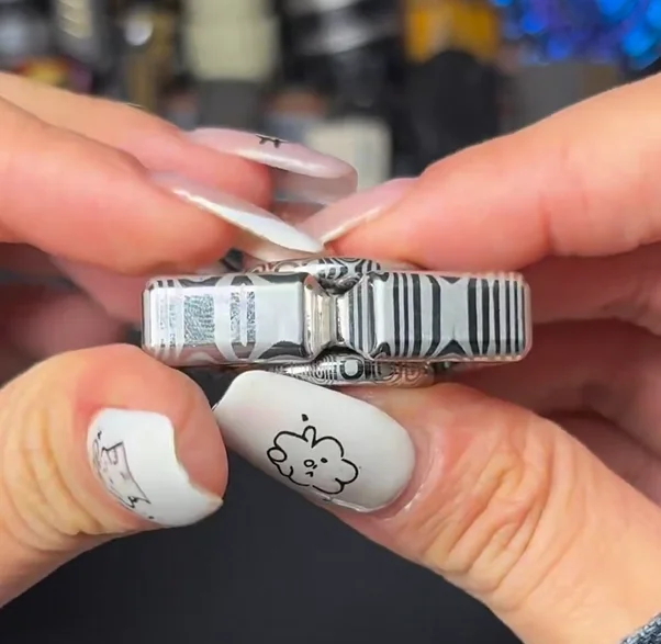Used EDC QEDC Linglong Damascus fidget decompression toy