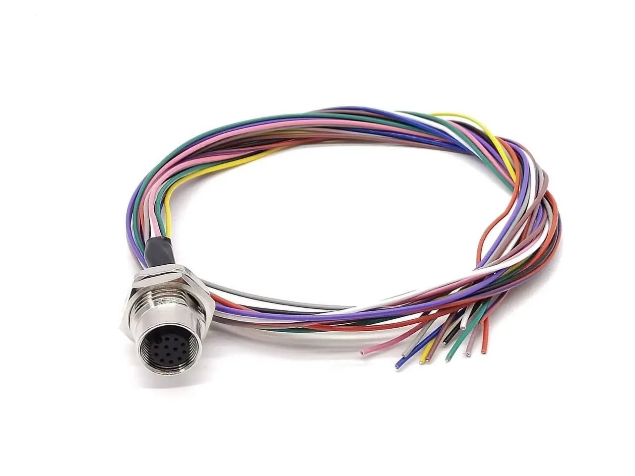M12 - Montaje de enchufe para conector M16 x 1,5 cables individuales de 0,5 m (código A, 12 pines, montaje frontal hembra)