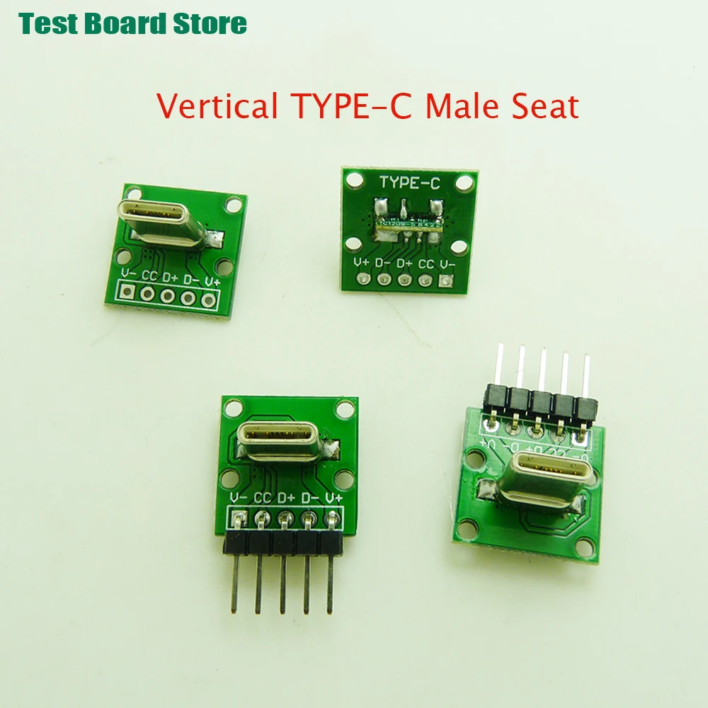 Test Board 1pc 3.1 Type-C USB Vertical Male Connector Plug Charging Data DIY PCB FLex Cable Converter Adapter Curved Needle