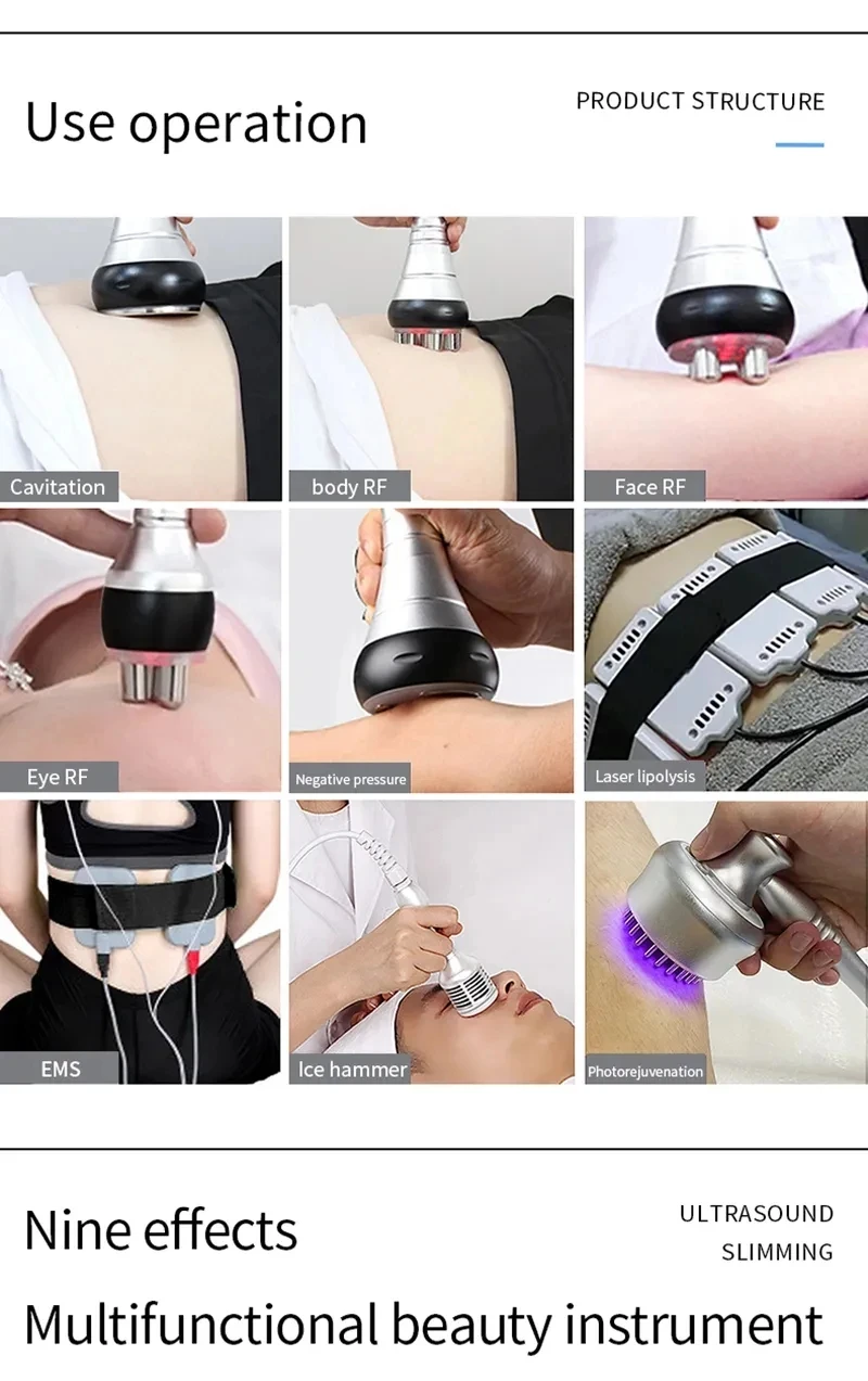 6/9 In 1 Rf Lipolaser Fat Cavitation Body Slimming Machine Professional Device for Face and Body