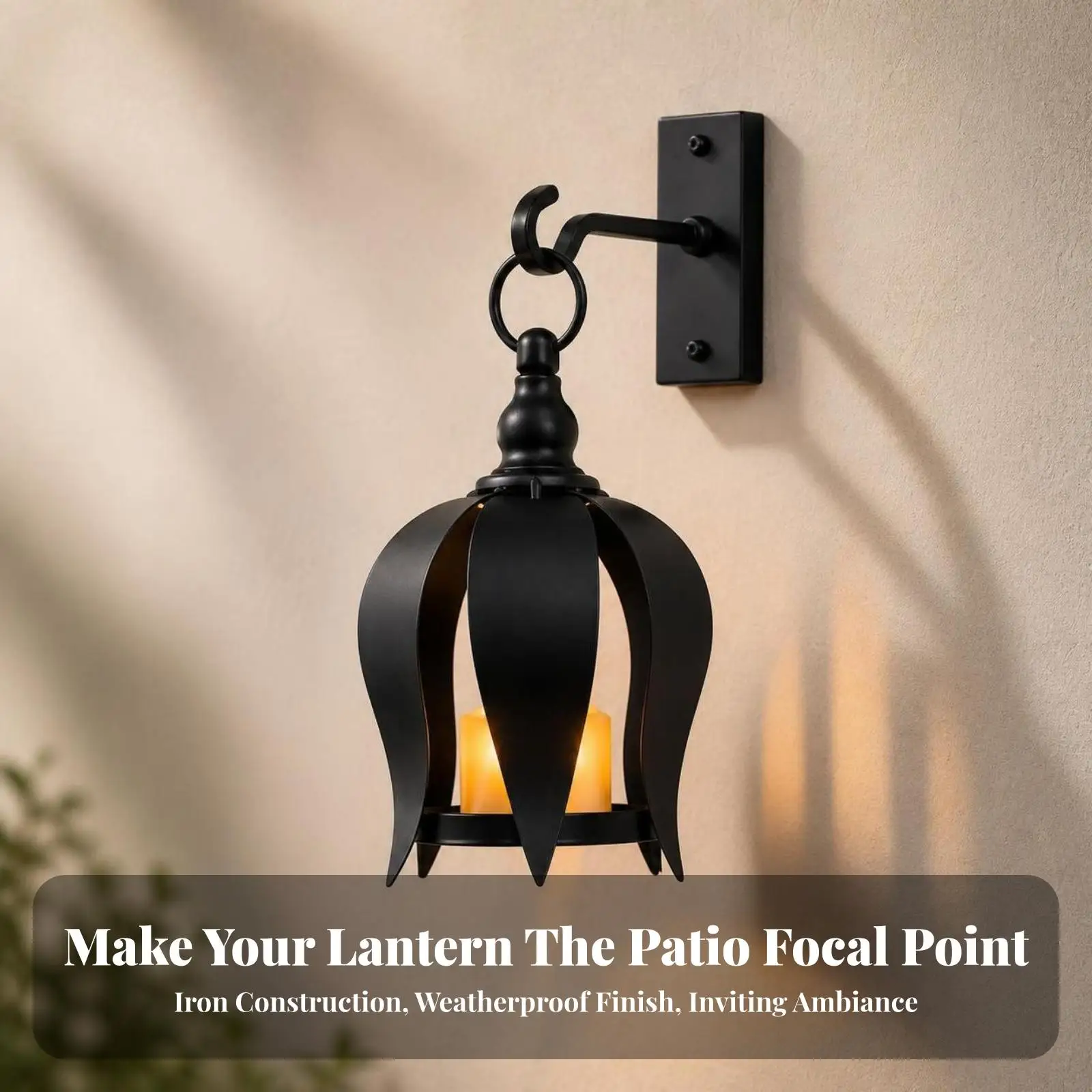 Decorative Candle Lantern | Sturdy Iron Construction, Candle Holder with Top loop, for Patio