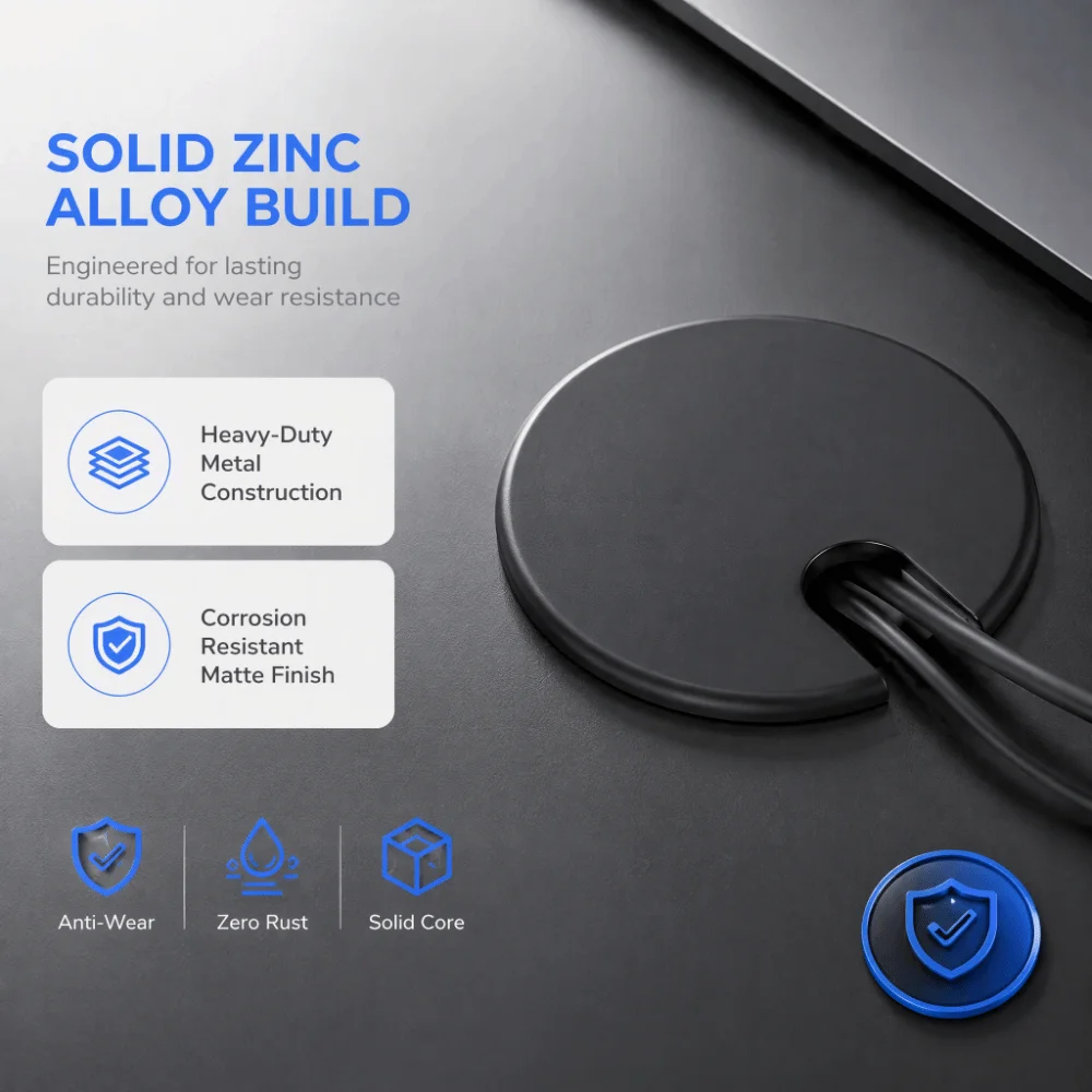 2pcs Durable Zinc Alloy Desk Grommet Round 35mm Opening Cable Hole Cover Desk Cord Gromme Office Desk