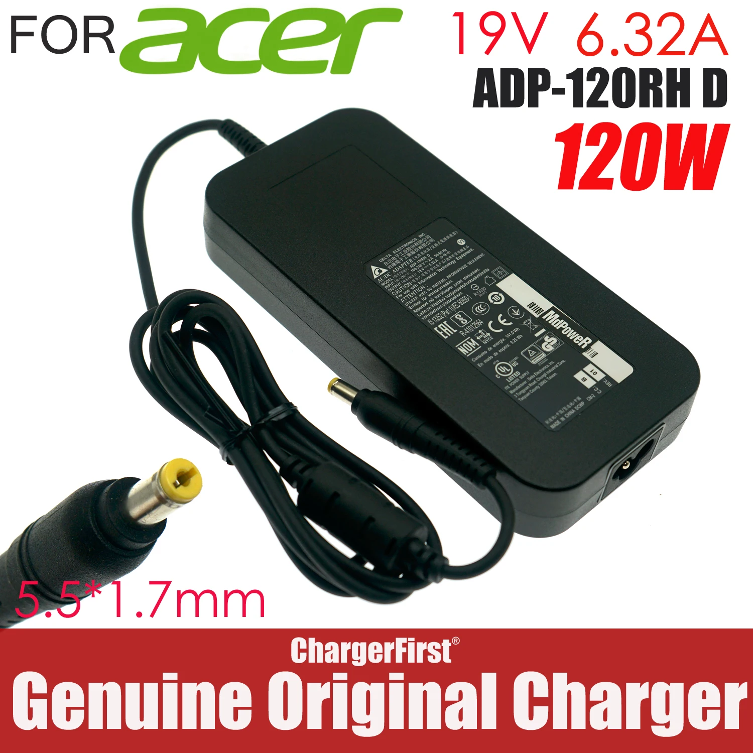 Genuine Delta ADP-120RH D 19V 6.32A 120W Adapter for ACER Predator Z301C Z271U XZ321QU Z321QU Gaming Monitor Aspire 7750G