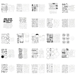 Valentine's Day Words Halloween Christmas Easter Clear Stamps Cutting Die Set for Scrapbooking Paper Making Frame Craft Card