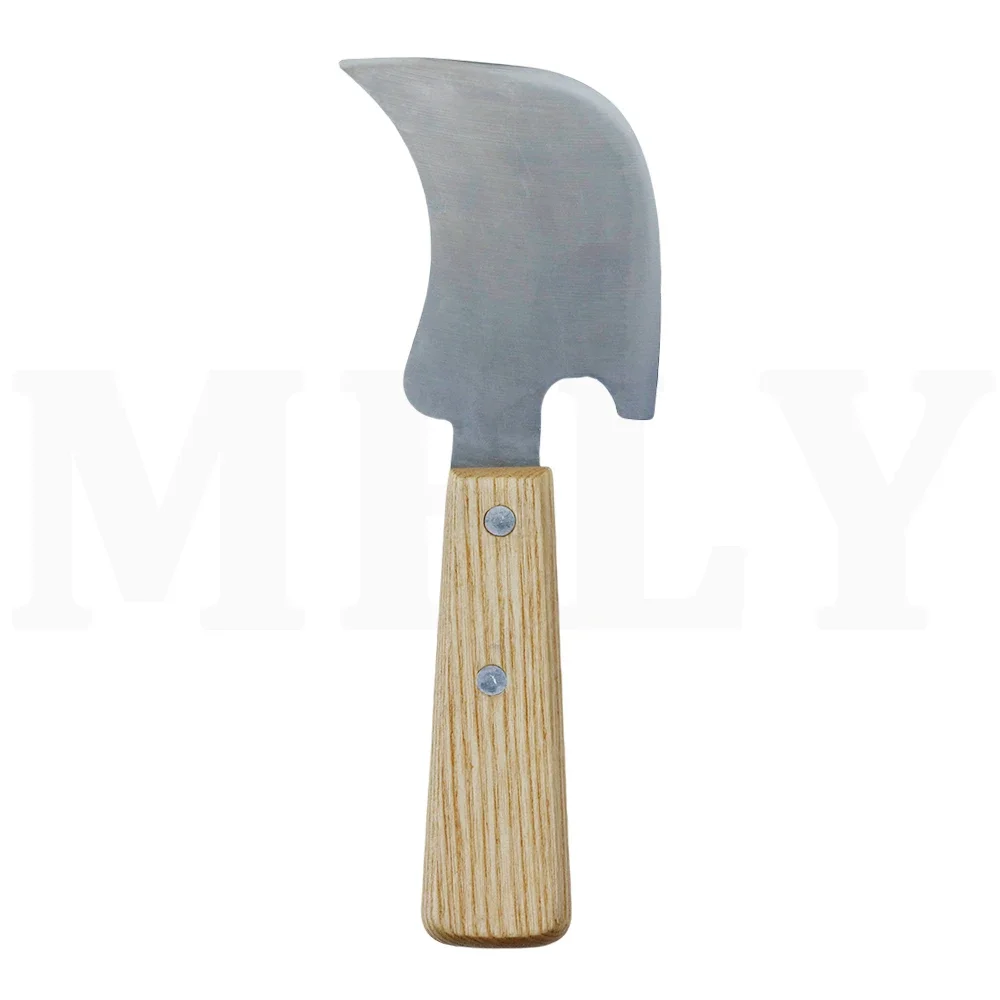 Stainless Steel Rubber Cutting Knife，Wooden Crescent Knife PVC Welding Wire Spatula, Floor Leveler, Repair Scraper