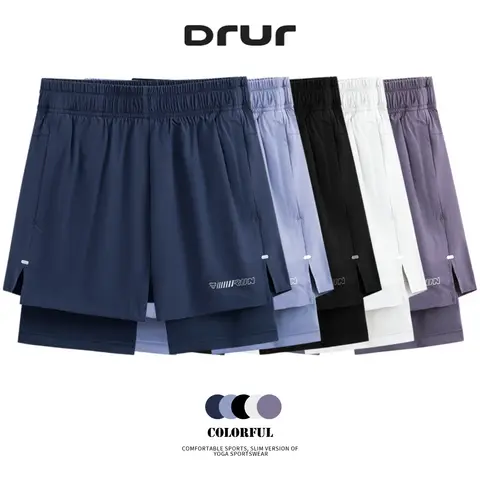 DRUR 여성 러닝 반바지 하이 웨이스트 퀵 드라이 체육관 요가 2 in 1 운동 반바지 포켓 여름 운동 짧은 스포츠웨어 New