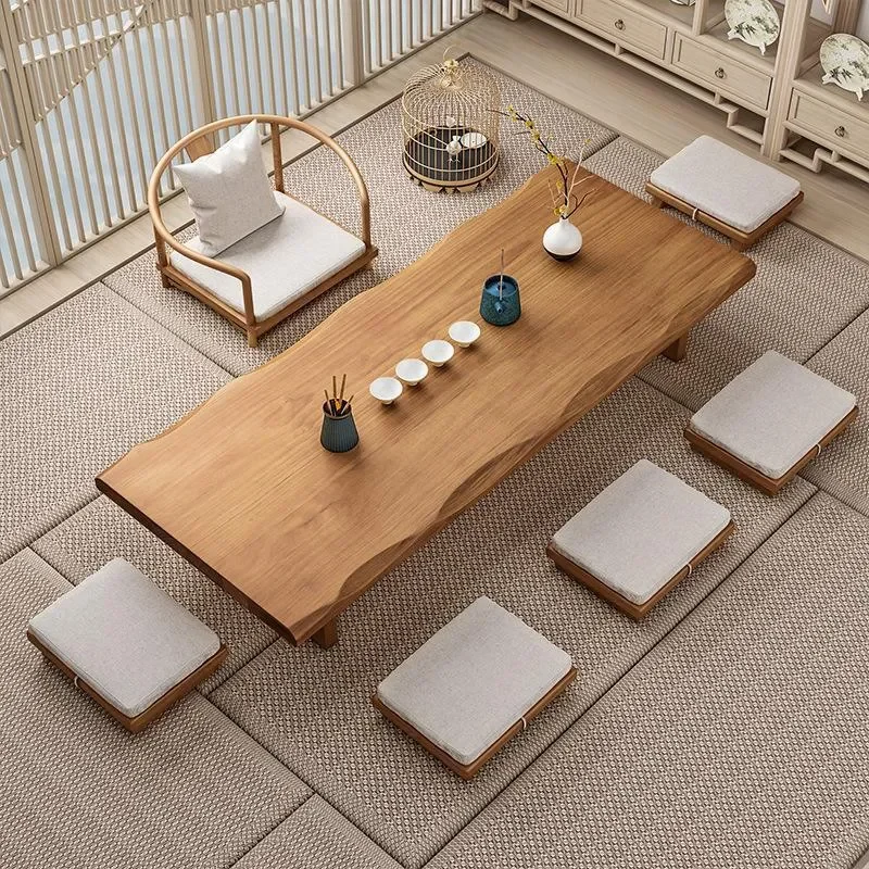 for Japanese Style Solid Wood Tea Table Zen Log Kang Table for Living Room Tatami Bay Window Low Table Household Reception