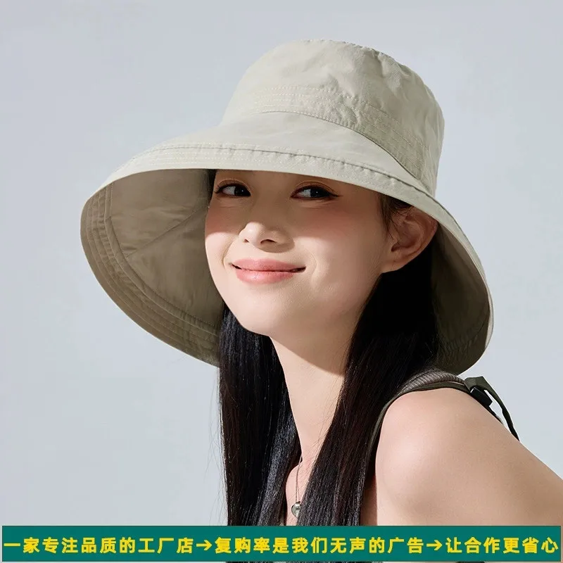Japanese Style 100% Cotton Neat Stitching Bucket Hat Versatile Fisherman Hat Elegant Sun Hat for Women
