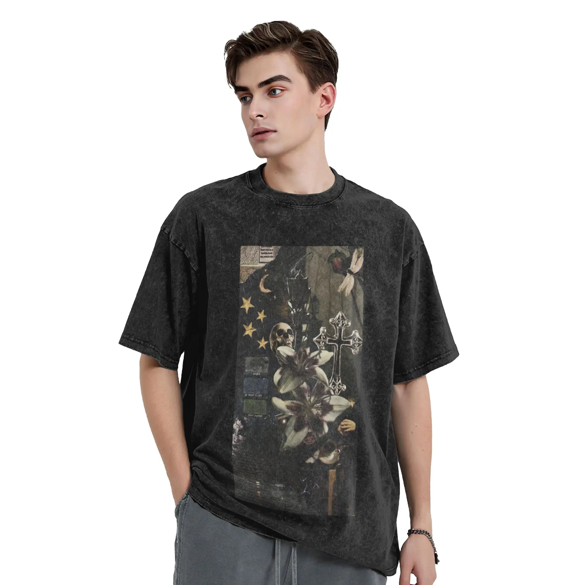 dark feminine grunge Classic Trendy A Washed T Shirt Men's Women's Oversized Cotton Tees Tops