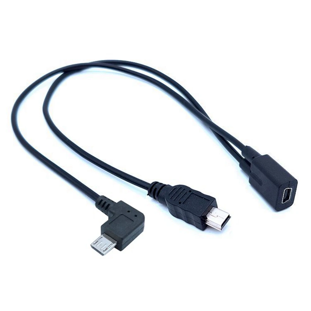 Mini USB 1 do 2 Y kabel splittera, USB 2.0 Mini 5-Pin kobiecy męski + Micro USB konwerter męski szybki kabel do ładowania