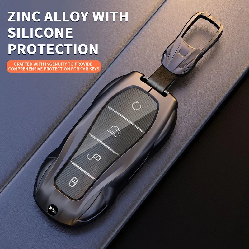 Car Key Case for BYD Atto 3 Song Pro Plus Max Seal U Dmi EV Dolphin Tang Zinc Alloy Silicone Key Protector Shell Accessories