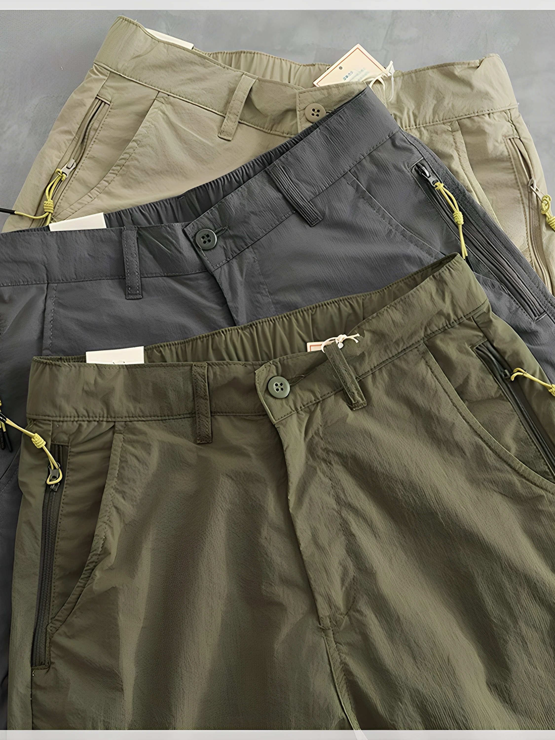 

Outdoor Lightweight Men's Casual Workwear Pants Elastic Waist Waterproof Qui Dry Straight Leg Long Trousers Faionable Sum...