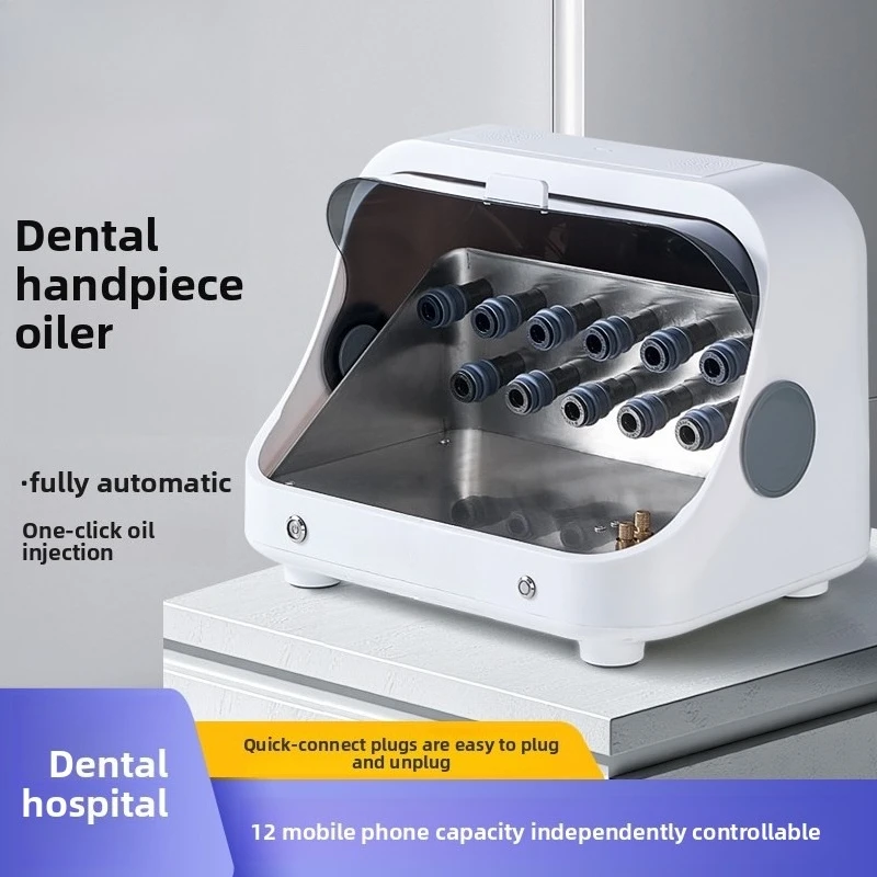 Dental Handpiece Automatic Lubrication Machine 12-Slot Capacity, High Efficiency Maintenance Care Device for Clinics, Hospitals