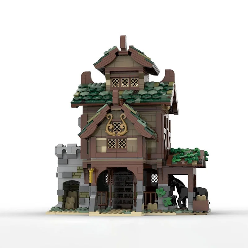 1548pcs MOC MEDIEVAL STABLE Modulared Model Building Blocks Toys Architecture Christmas Gift Assemble DIY Idea Brick Birthday