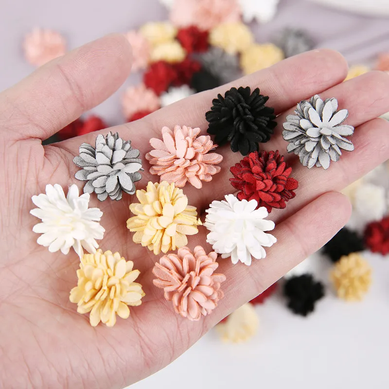 50pcs 25mm Microfiber Fabric Artificial Flower Heads For Wedding Home Garland Decor DIY Art Hair Accessories Wreath Fake Flowers