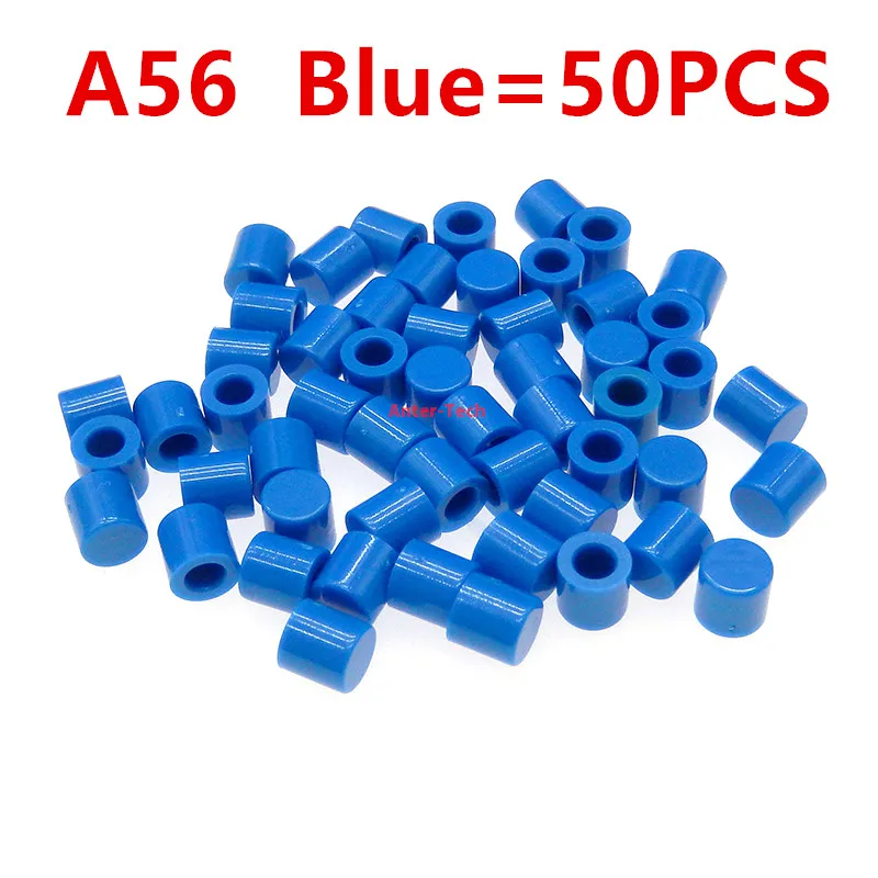 50Pcs A56 Plastic Cap 6x6mm Tactile Push Button Switch Hat Cover Kit for 6*6mm Switch Red Black Blue Green White Grey Yellow