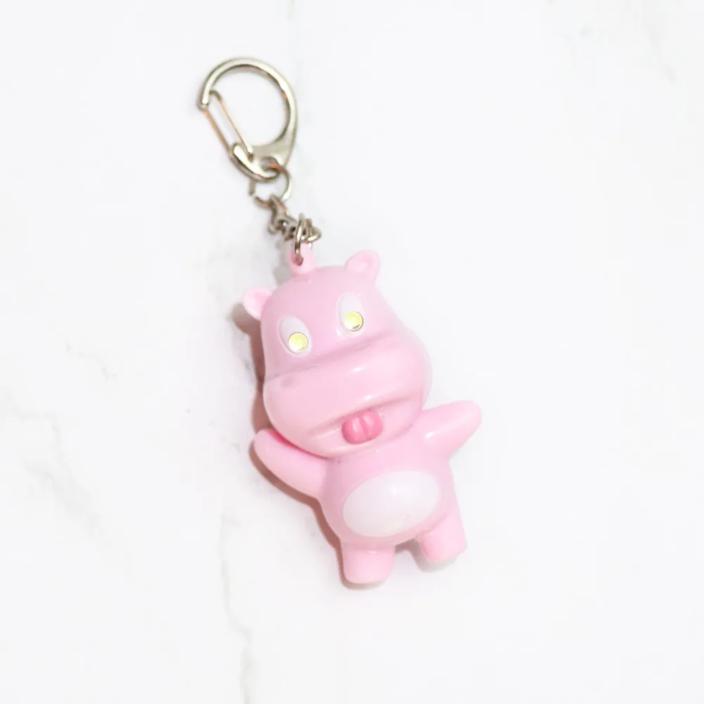 Keychain Mini Moo Deng Key Ring Anti-loss Luminiferous Bouncing Pig Mu Dang Doll Plastic Popular Dwarf Hippo Pendant Kids