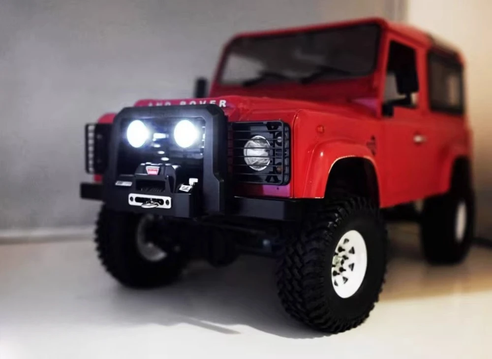 1/10 크롤러 자동차 앞 범퍼 및 LED 조명, RC4WD Gelande2 섀시 디펜더 D90 RC 트럭에 적합, 1 10 리모컨 장난감