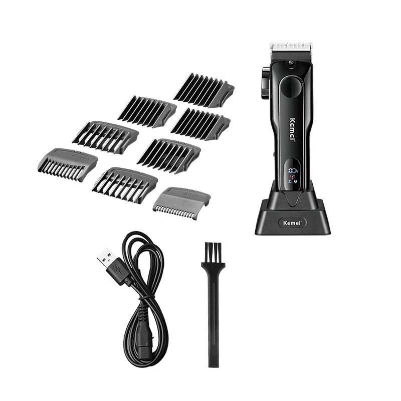 Adjustable Powder Metallurgy Tool Head Hair Clipper Kemei Km-5082 Usb Charging Base Digital Display Hair Trimmer