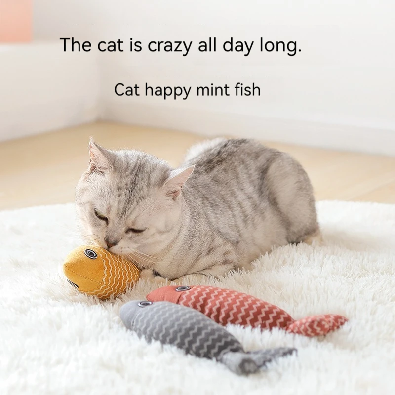 MADDEN Cat Fish Toy Cat Scratcher Catnip Toy Interactive Simulation Fish Cat Mint Fidget Toys Stuffed Playing Toy For Cat Kitten