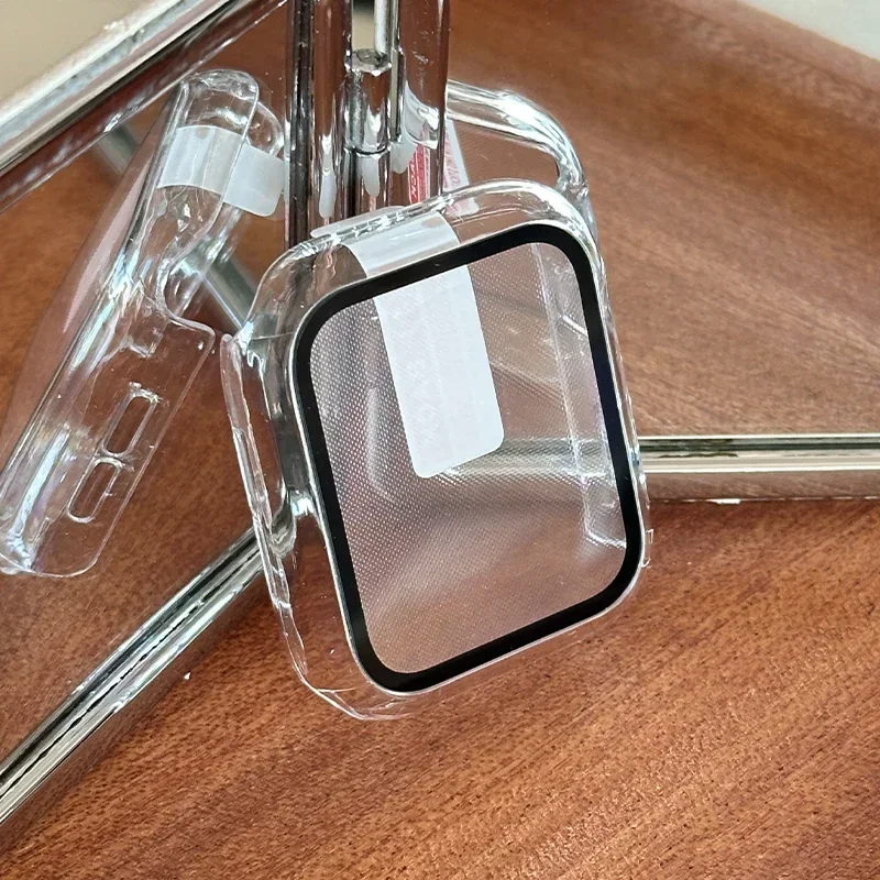 애플 워치 케이스 46mm 42mm 액세서리 범퍼 스크린 프로텍터 HD 강화유리 iwatch 시리즈 11 10 9 8 7 6 5 4 SE용 PC 커버