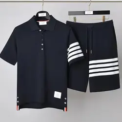 2024 New Summer Lapels Short Sleeve Suit Fifth Pants Couple Shorts Suit