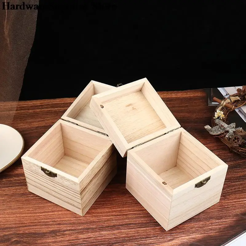 Retro Wooden Box Postcard Storage Organizer Box Retro Jewelry Box Desktop Handmade Wood Clamshell Storage Hand Decoration