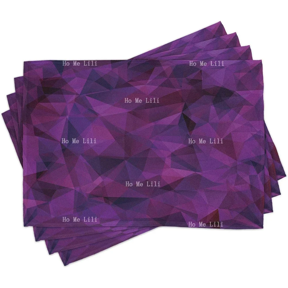 Indigo Broken Glass Inspired Geometric Triangle Abstract Shapes Computer Graphics Washable Fabric Placemats For Dining Table