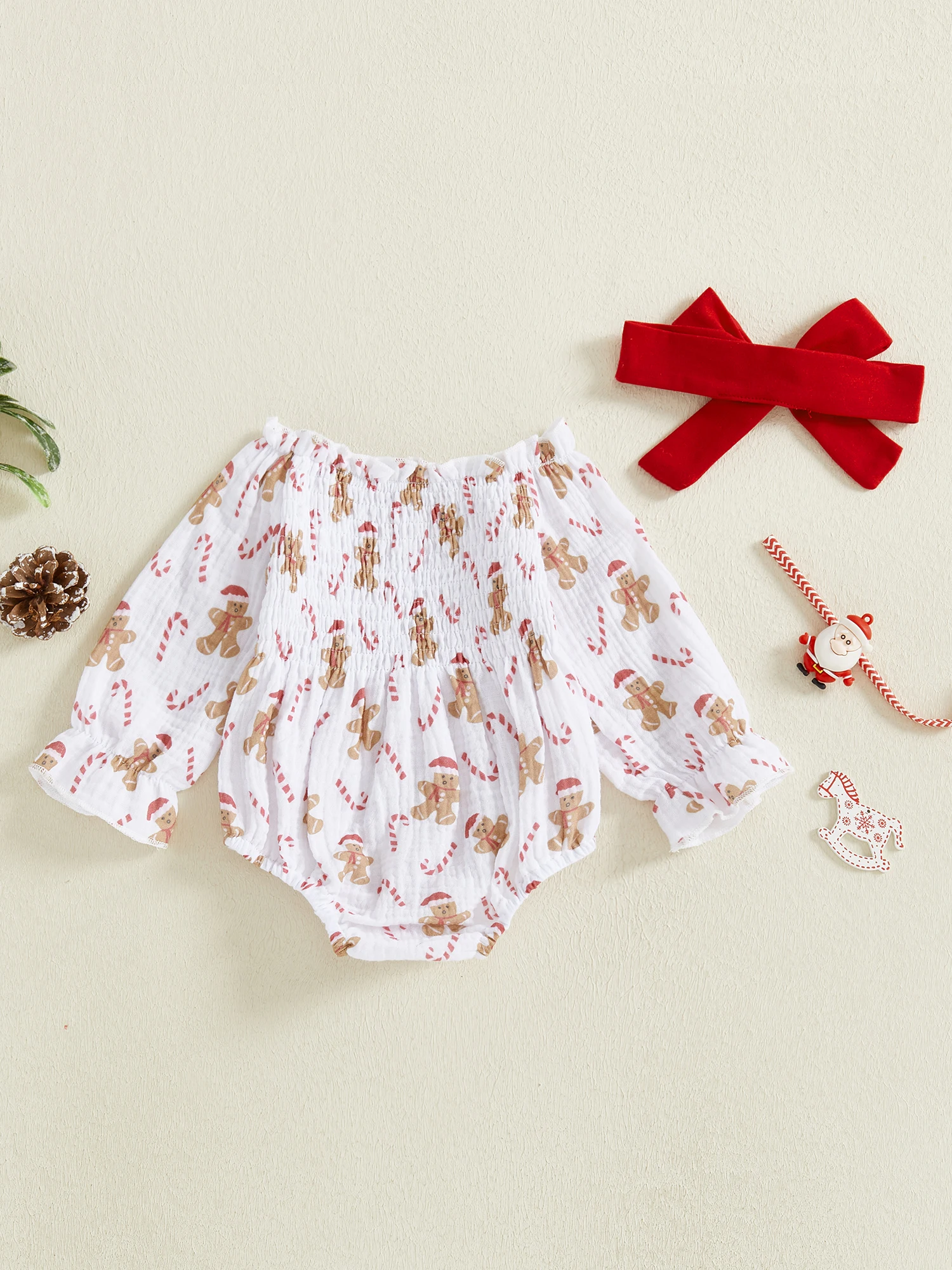 

Рождественский наряд для маленьких мальчиков, комбинезон с длинными рукавами и шапкой с принтом оленей, комплект из 2 предметов для зимней праздничной вечеринки