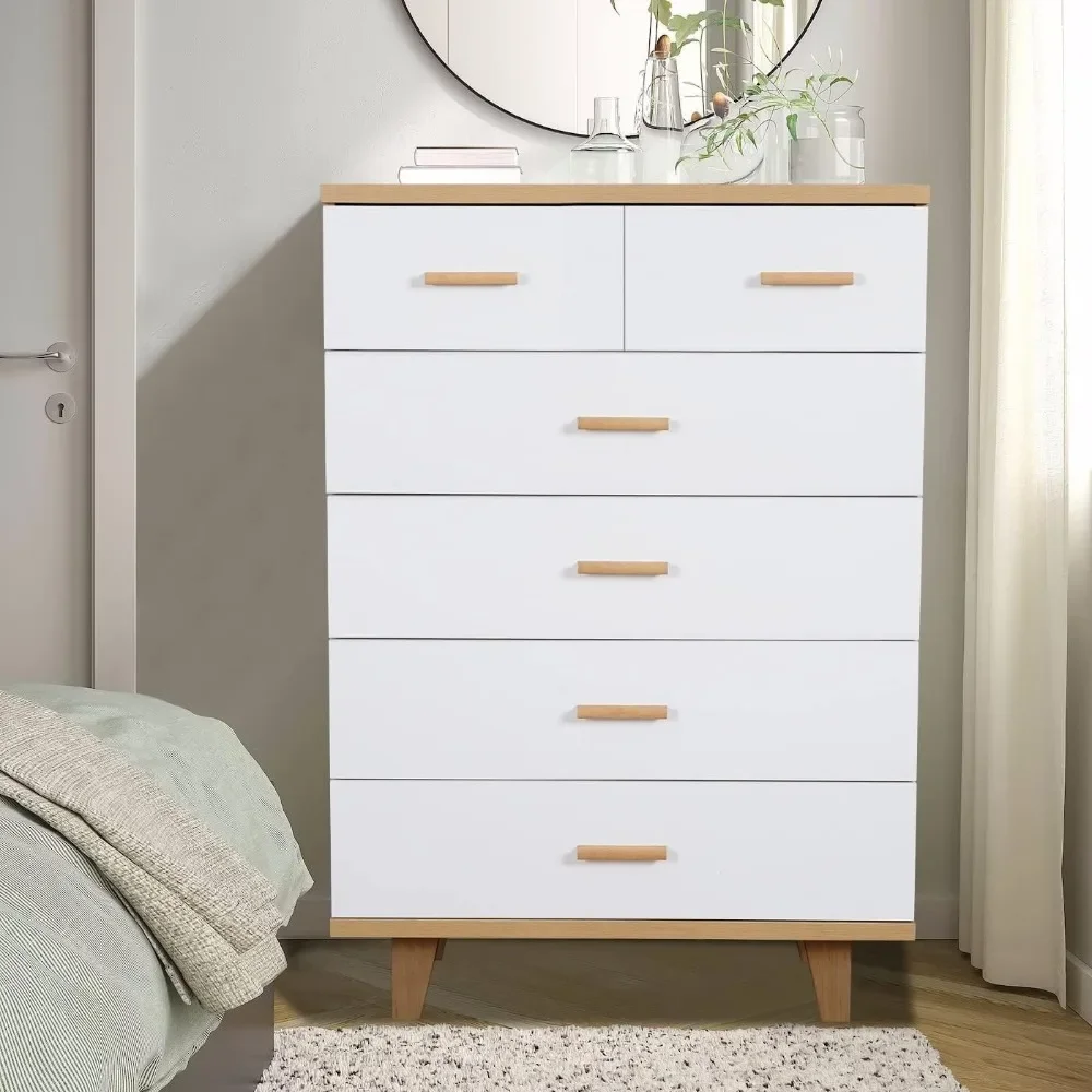 Modern 5 Drawer Dresser for Bedroom, Tall Dresser with Drawers Storage Cabinet Chest of Drawers, Wood Dresser Drawer Organizers