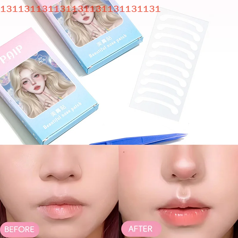 30 Uds pegatinas invisibles para la nariz delgada transparentes con pinzas para Cosplay parche especial de ala retráctil para la nariz