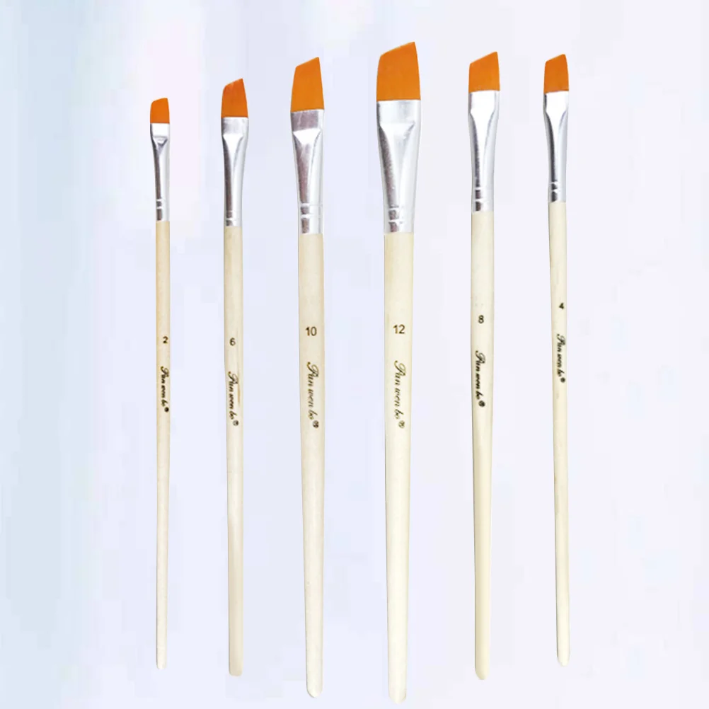 Professional Watercolor Pen Nylon Painting Wooden Handle Diagonal Brushes
