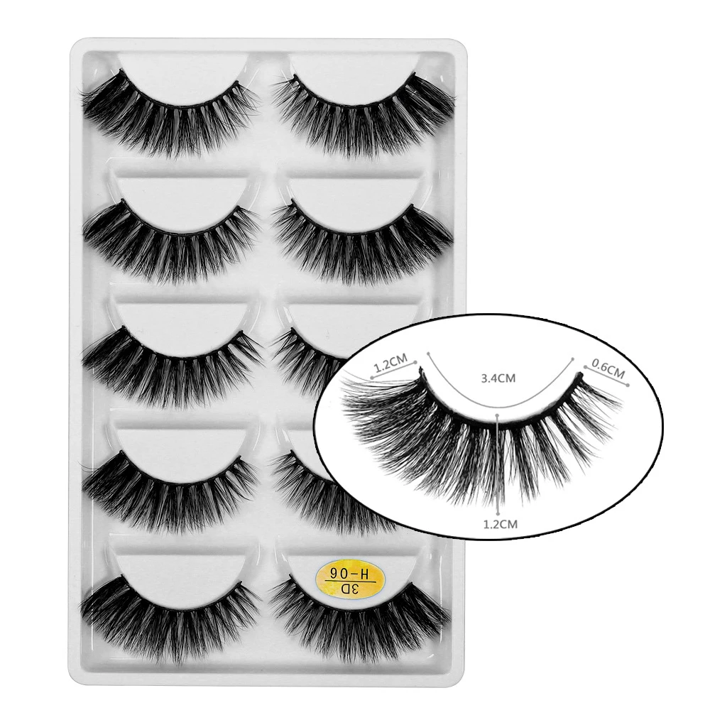 5คู่3D ธรรมชาติขนตาปลอม Professional Beauty ขนตาปลอมนุ่ม Reusable Fluffy Full Lashes TUE88