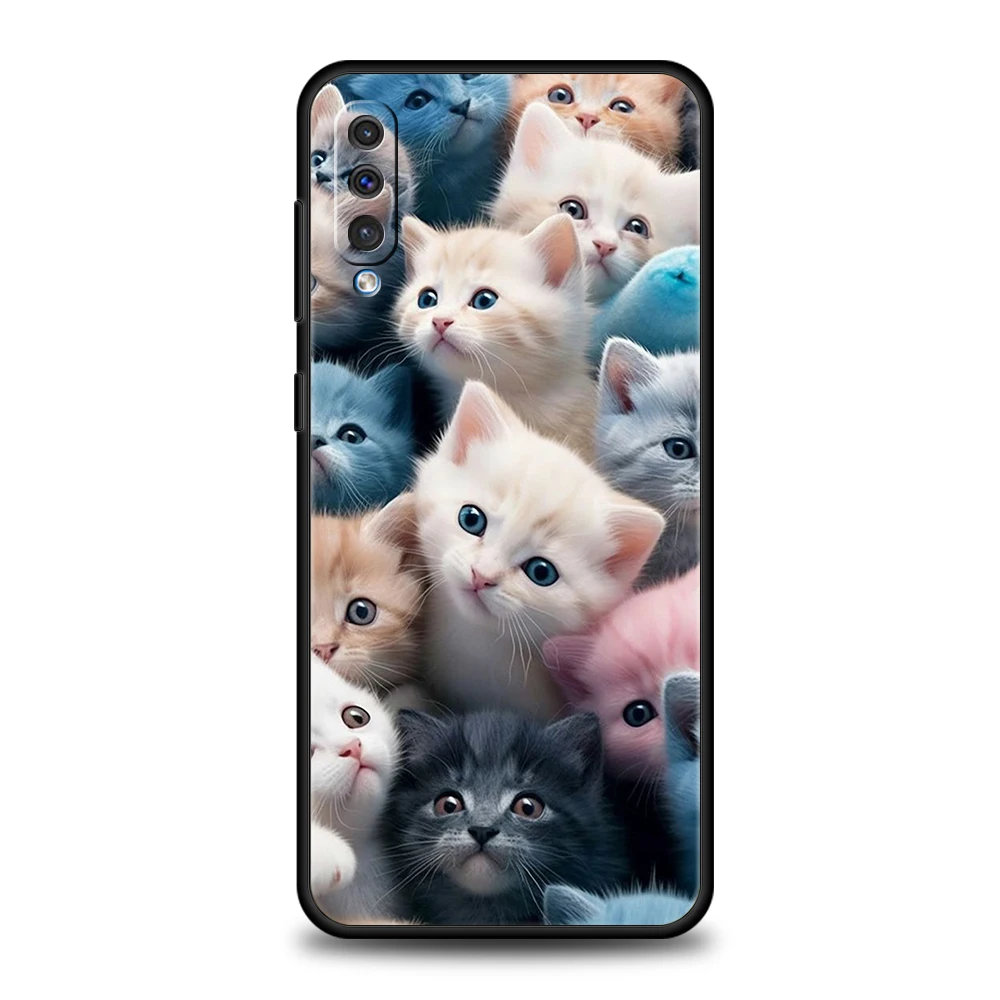 Cartoon Cute Cat Phone Case for Samsung Galaxy A24 A13 A53 A73 A33 A22 A12 A02 A03 A05 A70 A50 A10 A20 5G Silicone Cover Shell